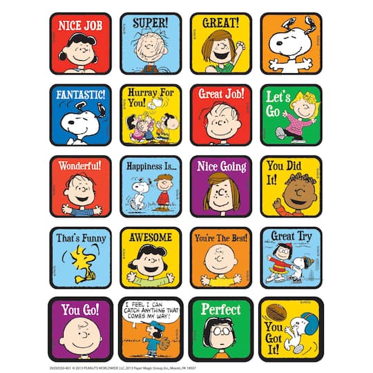 Eureka Peanuts® Motivational Theme Stickers, 12 Packs of 120